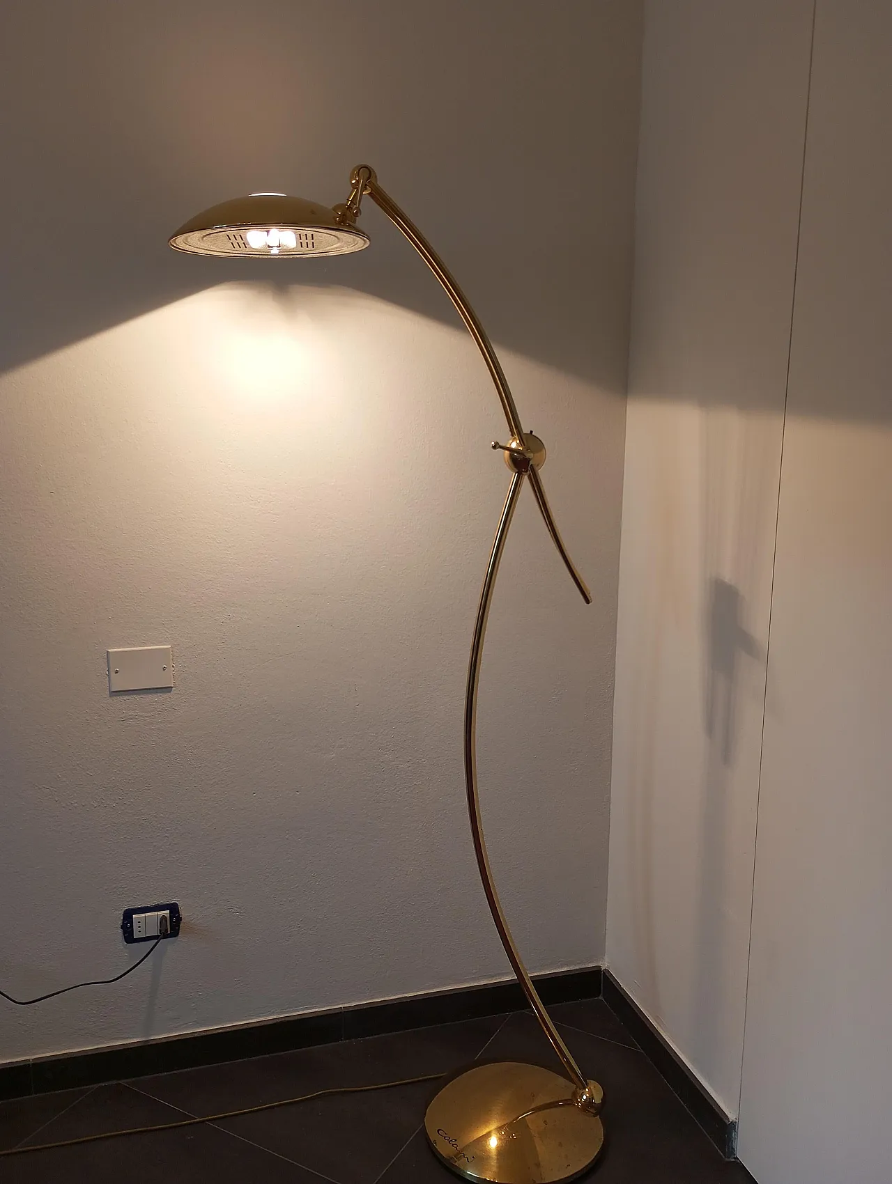 Lampada da terra di Luigi Colani in ottone, Italia, anni ‘70 13