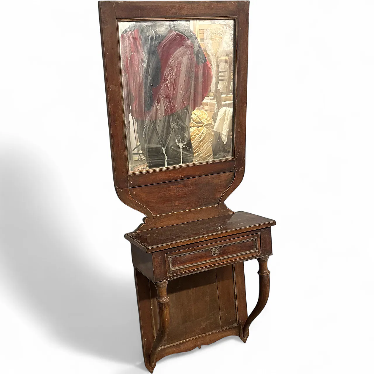 Mirrored suspended Empire console in walnut, 19th century 15