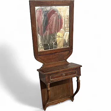 Mirrored suspended Empire console in walnut, 19th century