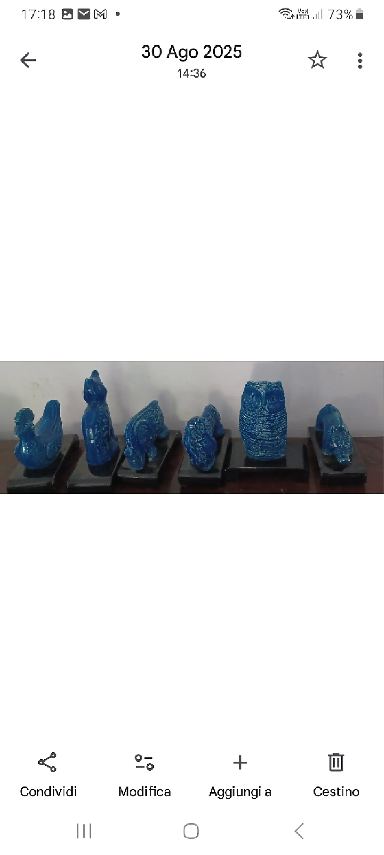 Set di 6 animali Bitossi Rimini blue, anni ‘70 1