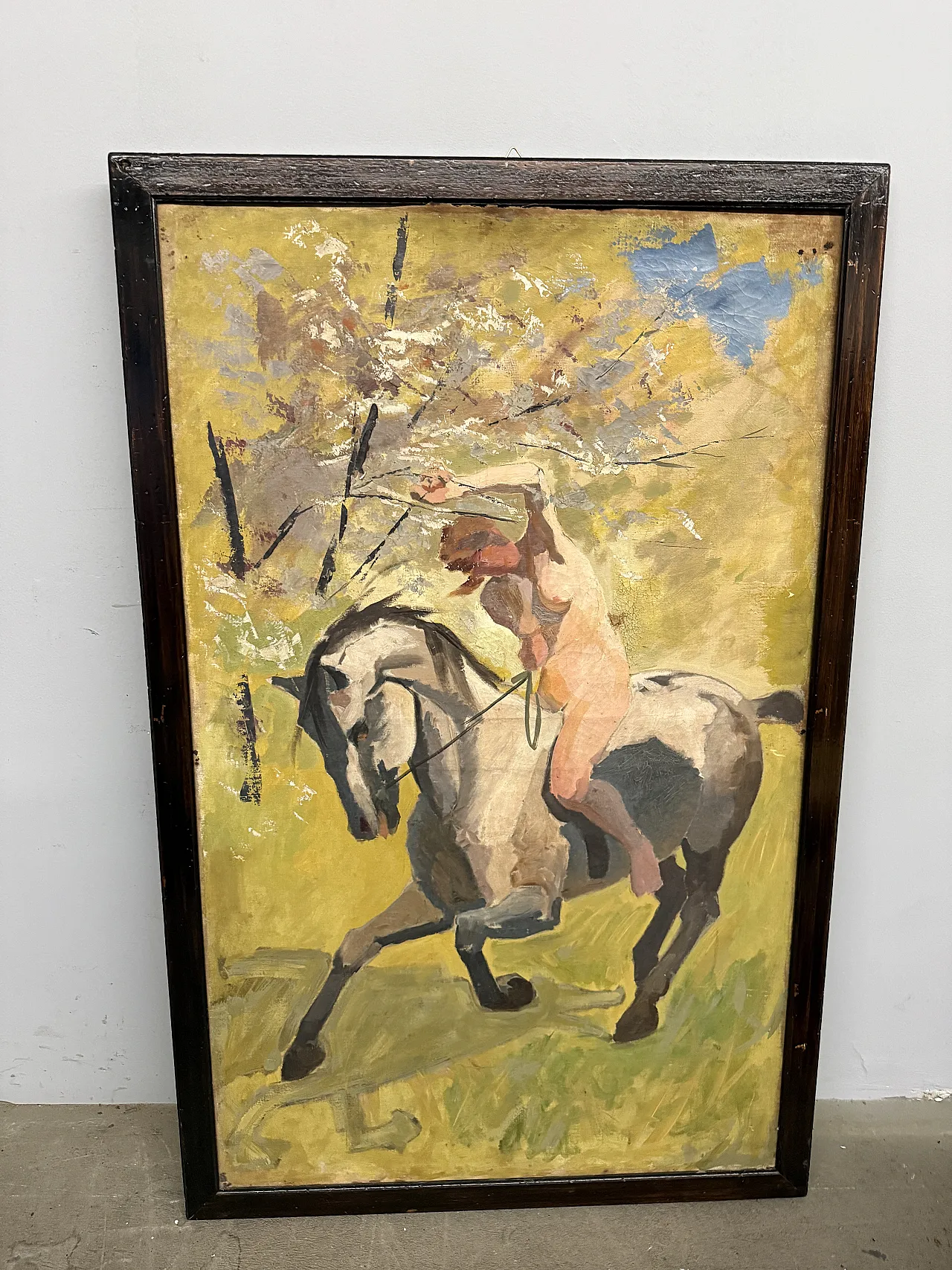 Oil painting on canvas "Naked woman on horseback" Rome, 1921 1