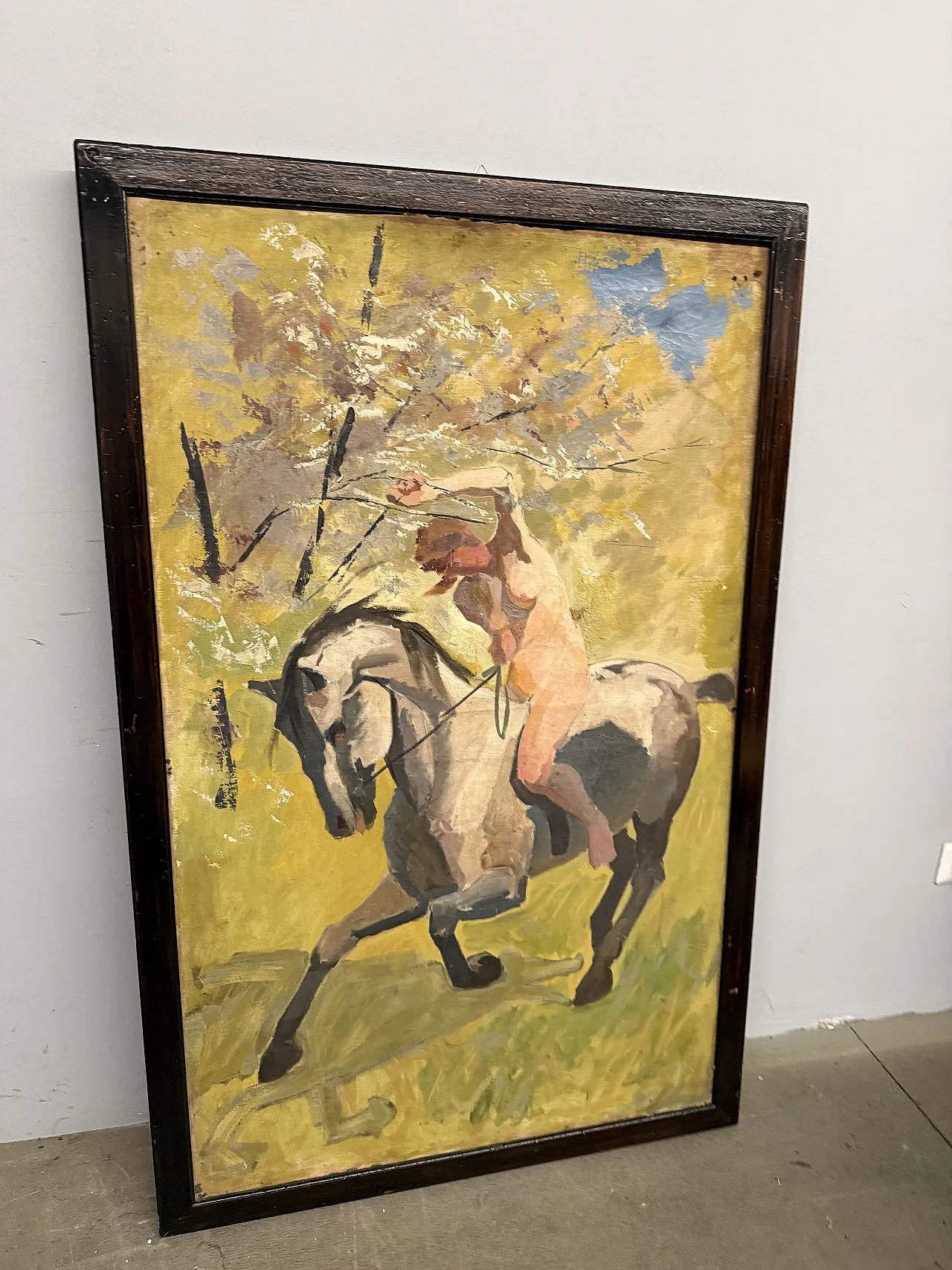 Oil painting on canvas "Naked woman on horseback" Rome, 1921 2