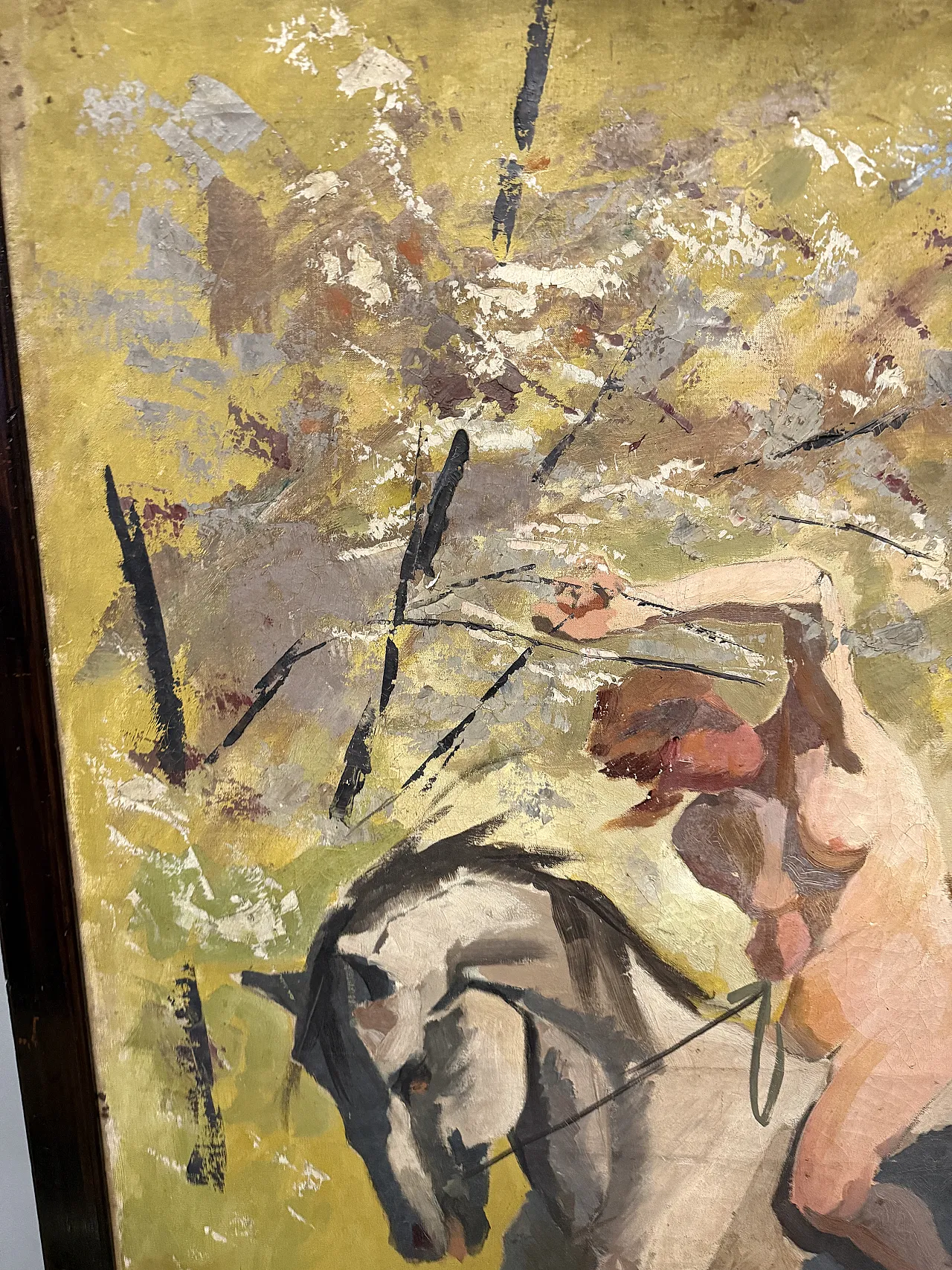 Oil painting on canvas "Naked woman on horseback" Rome, 1921 3