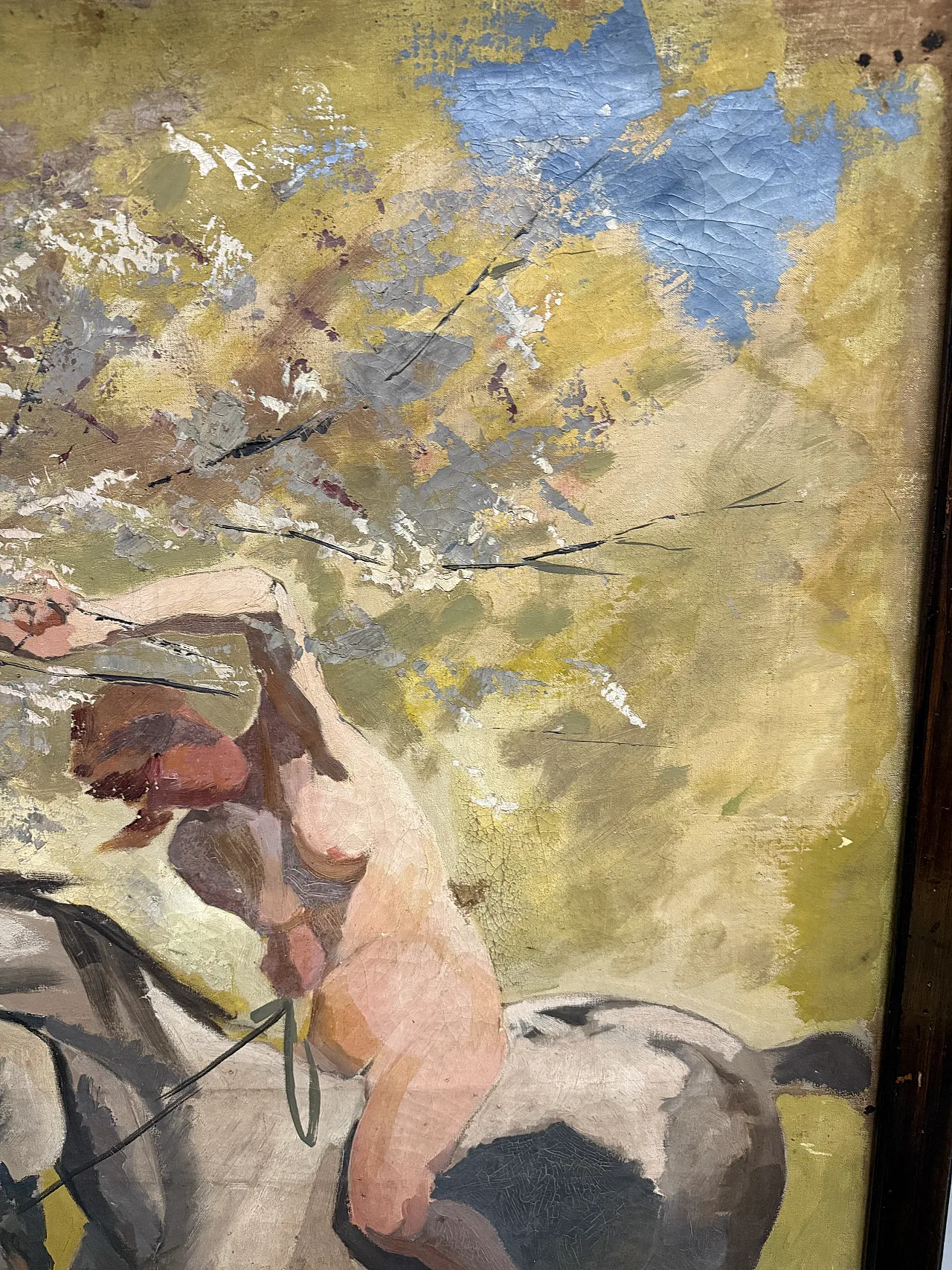 Oil painting on canvas "Naked woman on horseback" Rome, 1921 4