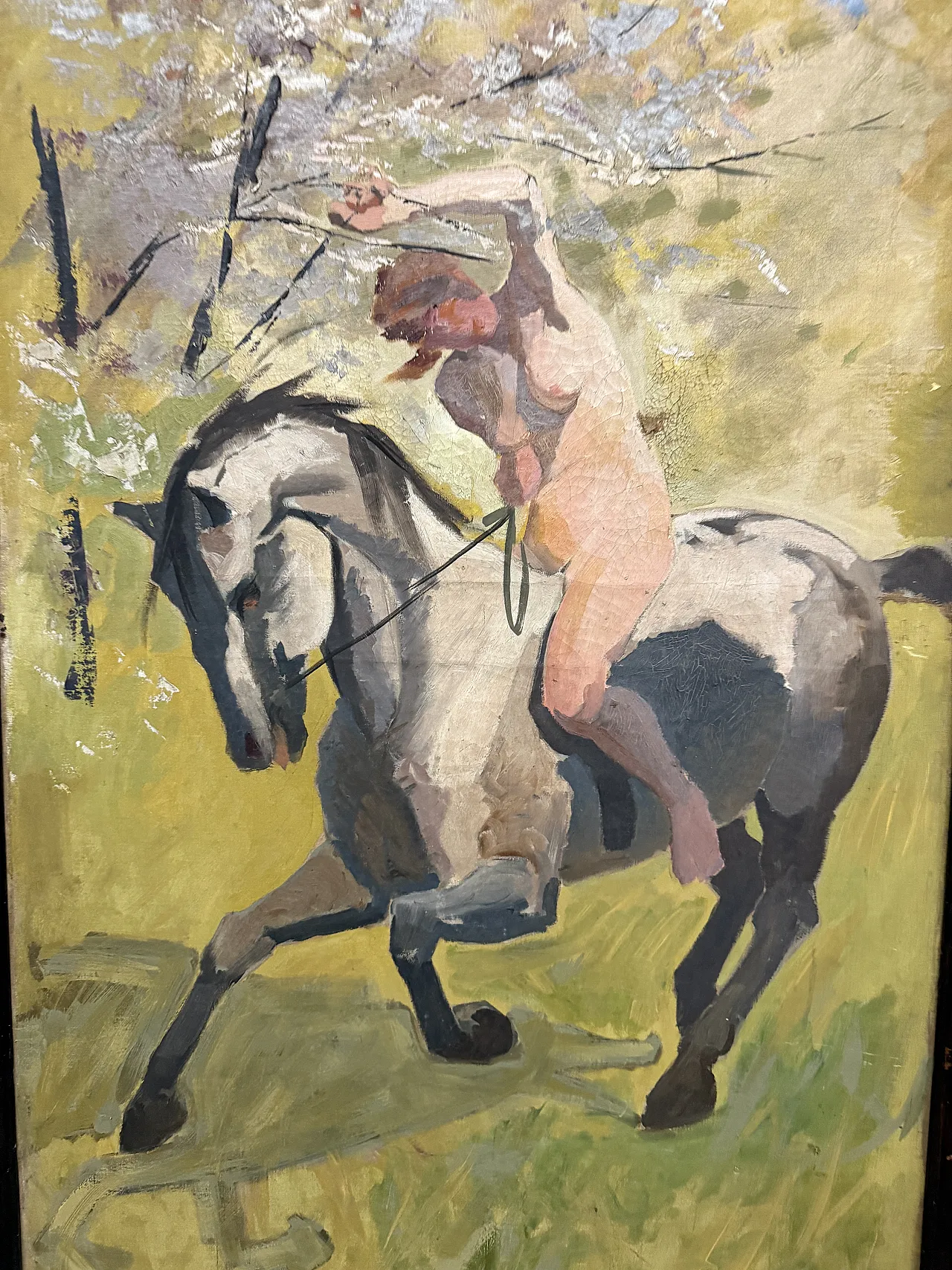 Oil painting on canvas "Naked woman on horseback" Rome, 1921 6