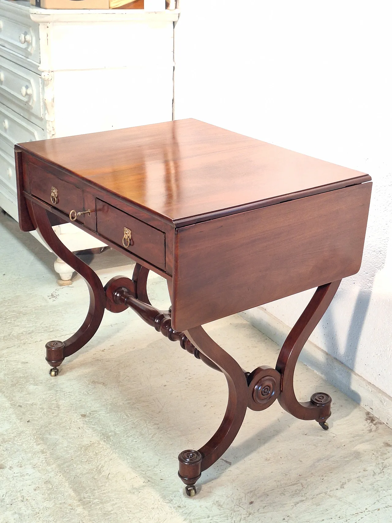 Table with slats in mahogany wood French Empire style, 19th century 16