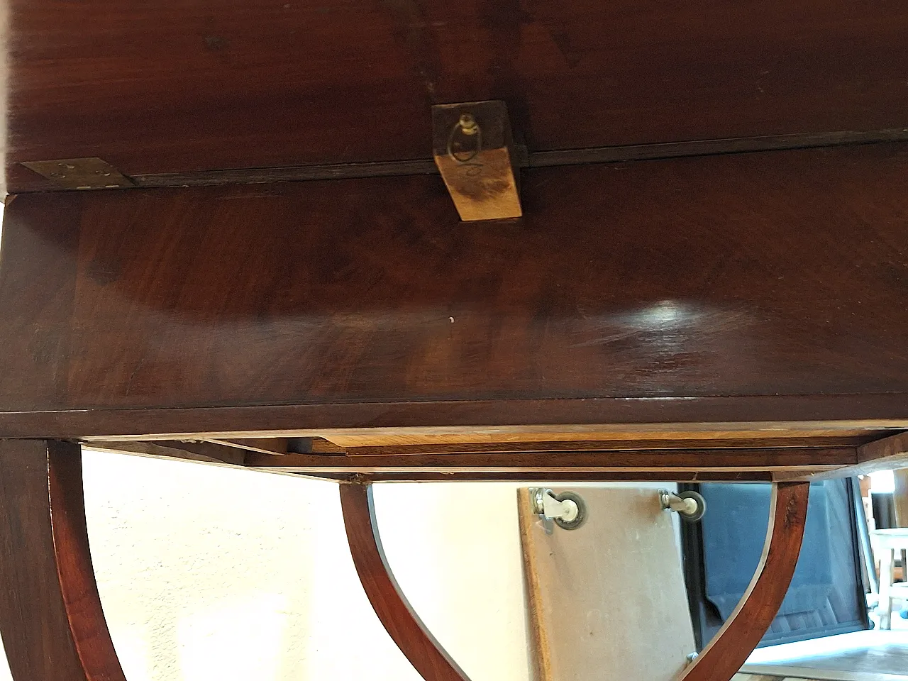 Table with slats in mahogany wood French Empire style, 19th century 19