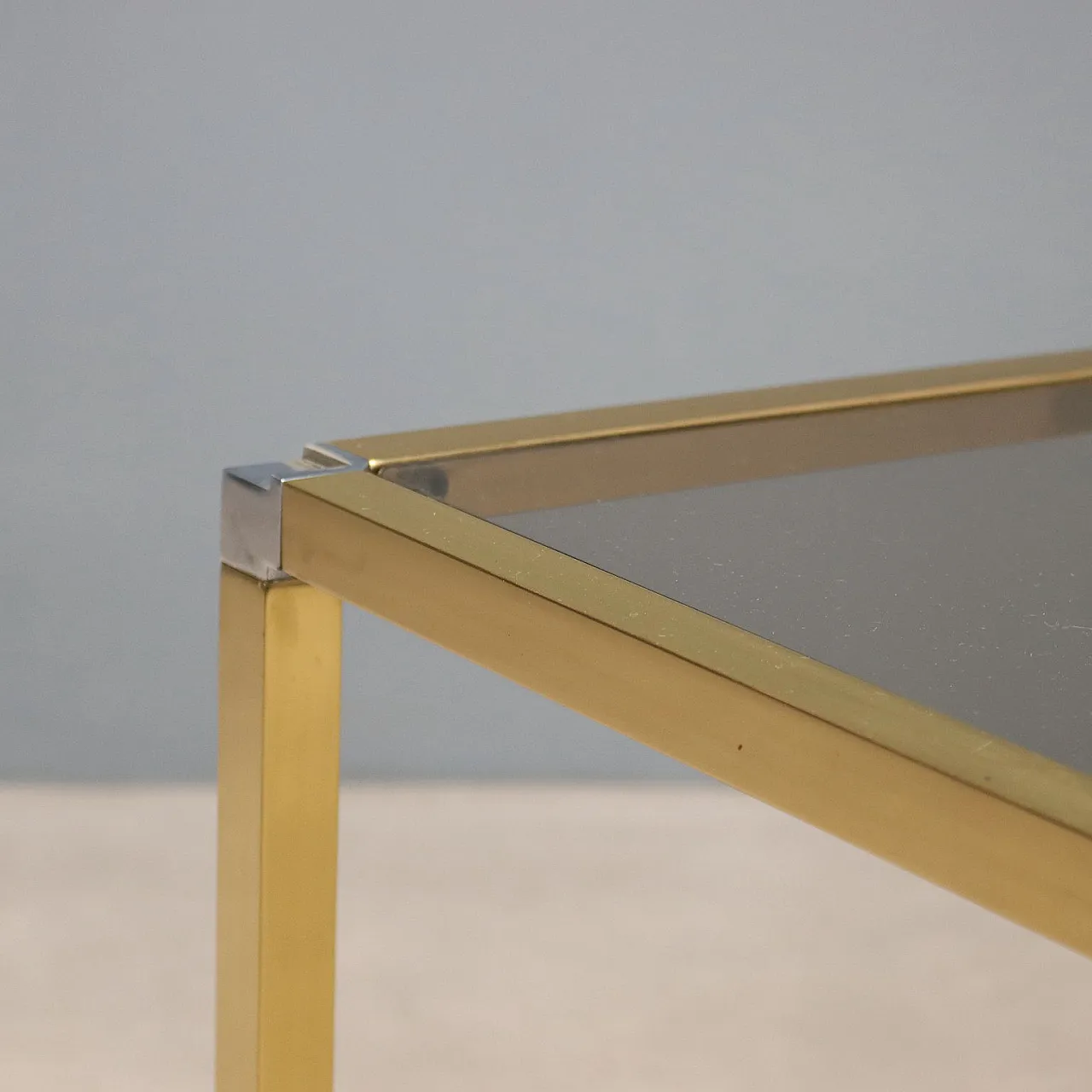 Carrello da cucina con doppio ripiano, ottone e vetro fumé, '900 5