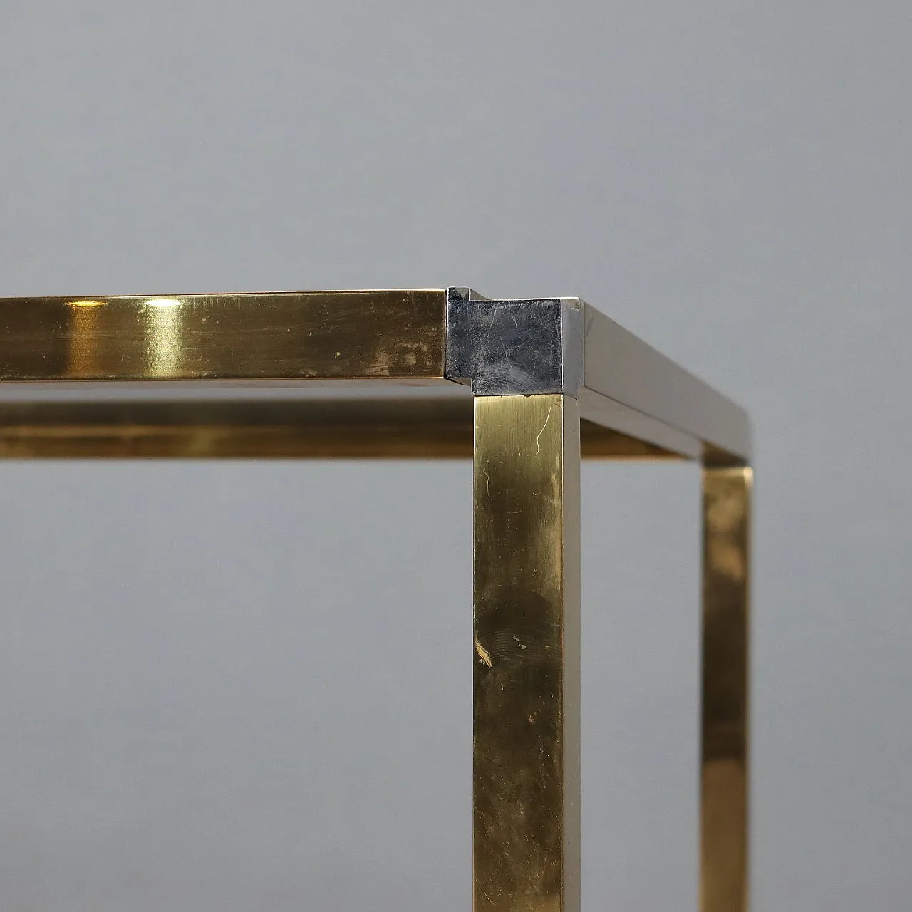 Carrello da cucina con doppio ripiano, ottone e vetro fumé, '900 6