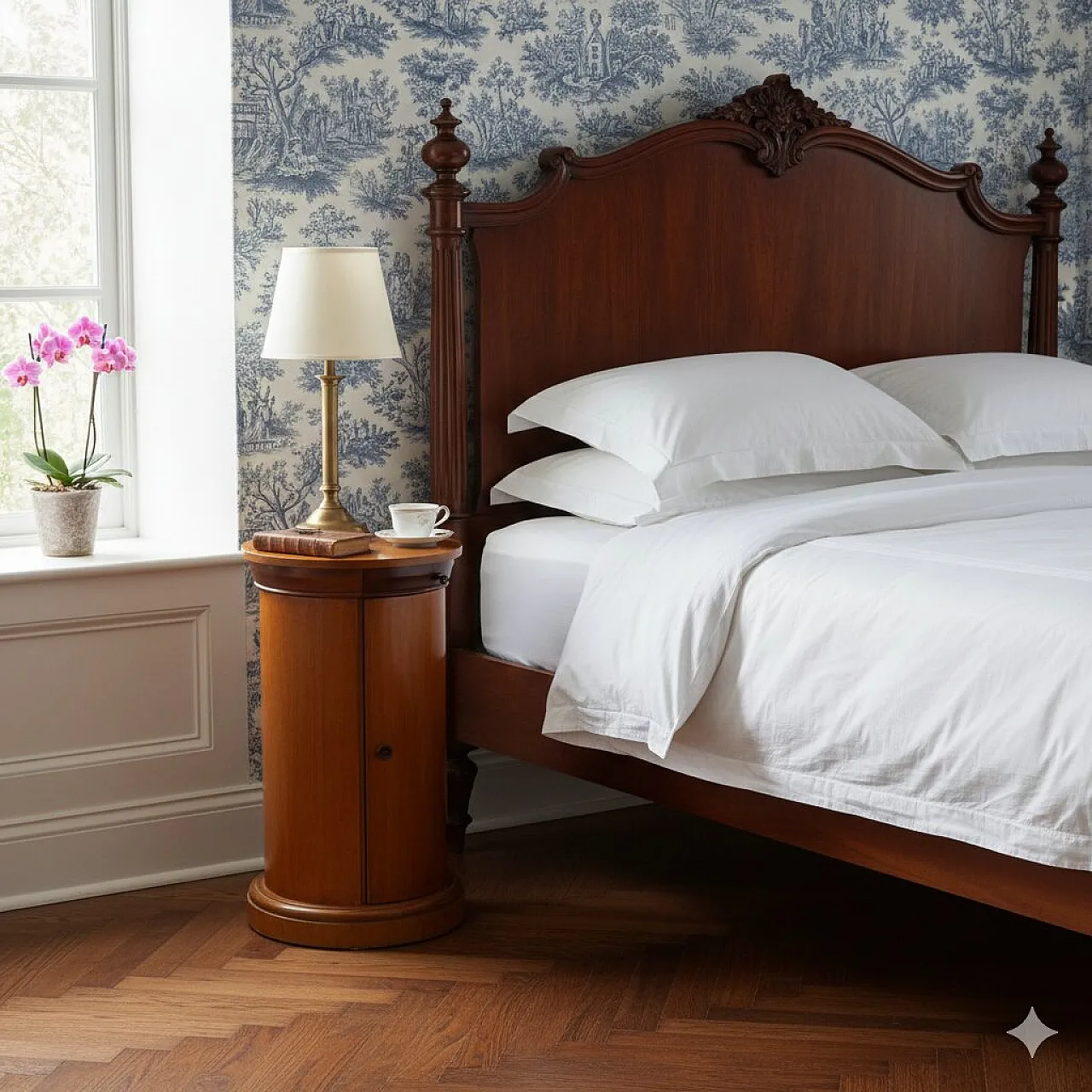 Comodino con piedistallo in mogano, primo '900 2