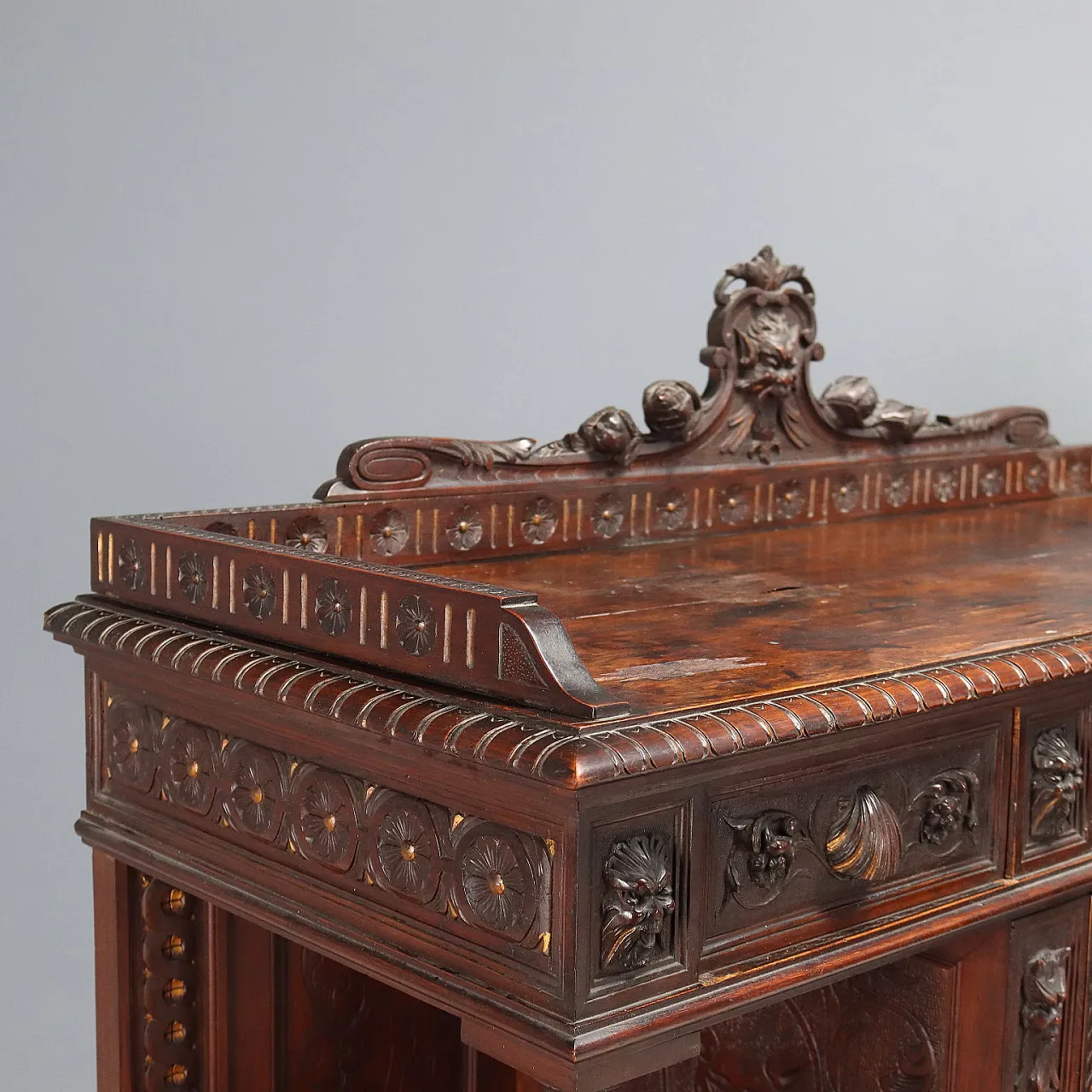 Coppia di credenze neobarocche in legno, fine '800 6