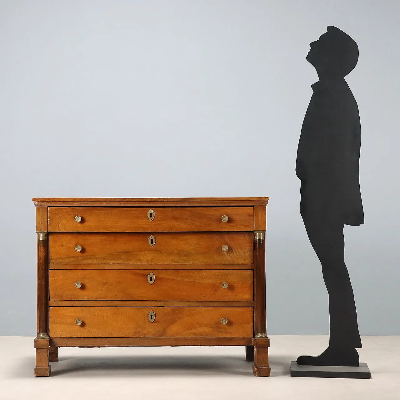 Cassettiera Impero in noce e bronzo dorato, primo '800 3