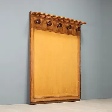 Appendiabiti con cappelliera e struttura in rovere e tessuto, '900