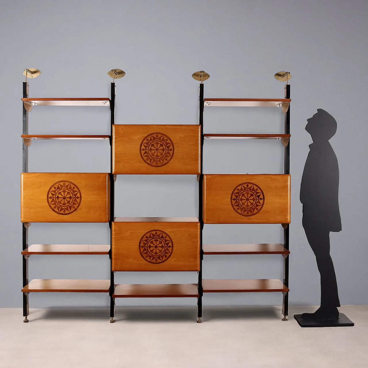 Stained wood and enameled metal bookcase, 20th century 3