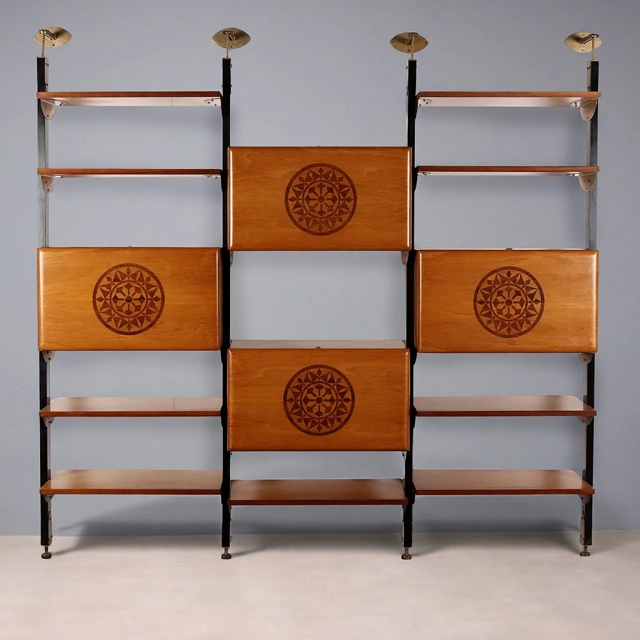 Stained wood and enameled metal bookcase, 20th century 10