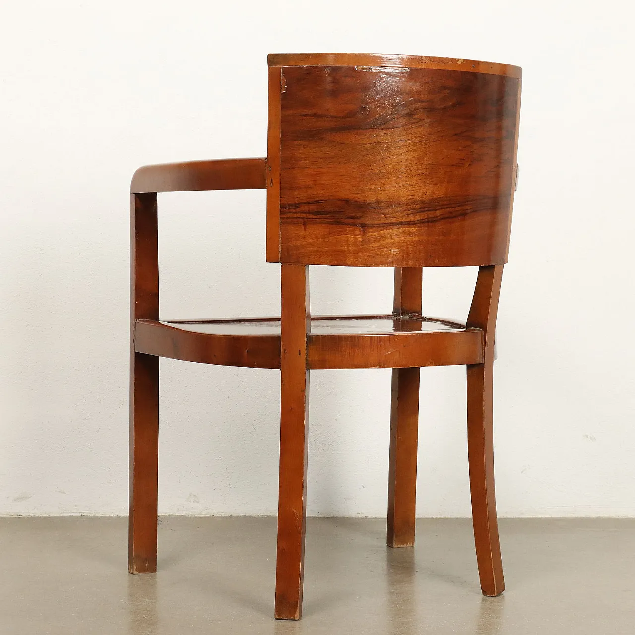 4 Armchairs in stained beech and briar-root veneer, 1940s 9