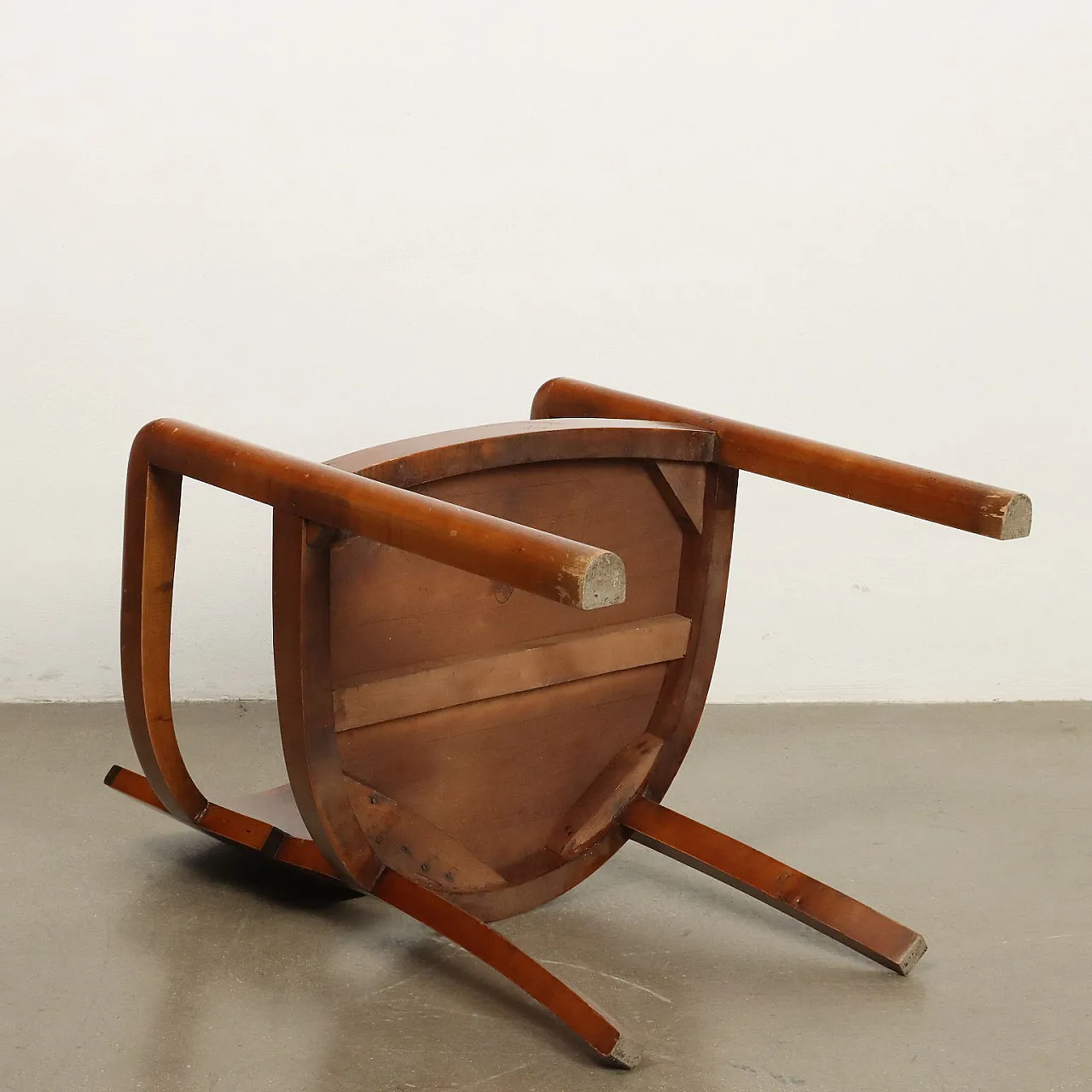 4 Armchairs in stained beech and briar-root veneer, 1940s 10