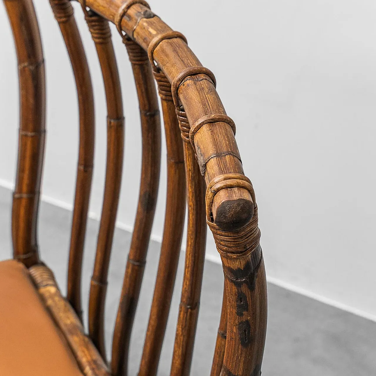 Pair of wooden and eco-leather armchairs by Alberto Smania, 1970s 4