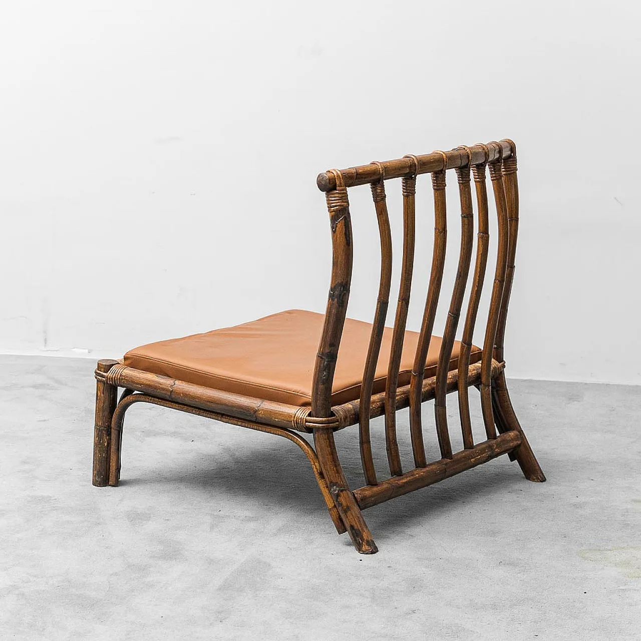 Pair of wooden and eco-leather armchairs by Alberto Smania, 1970s 7