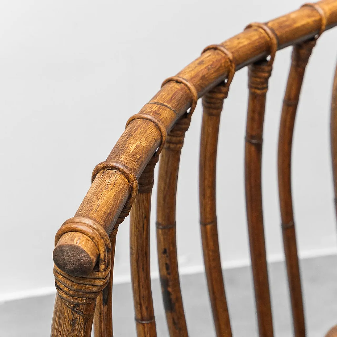 Pair of wooden and eco-leather armchairs by Alberto Smania, 1970s 8