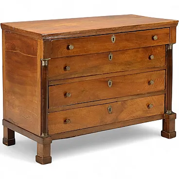 Cassettiera Impero in noce e bronzo dorato, primo '800