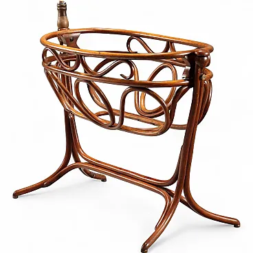 Culla a dondolo in faggio tinto noce in stile Thonet, primo '900