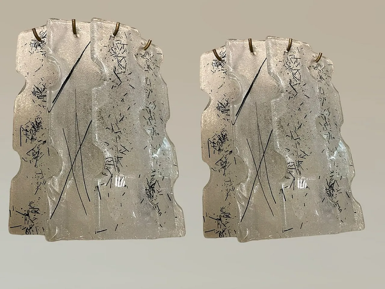 Coppia di applique geometriche in vetro di Murano, anni '70 1