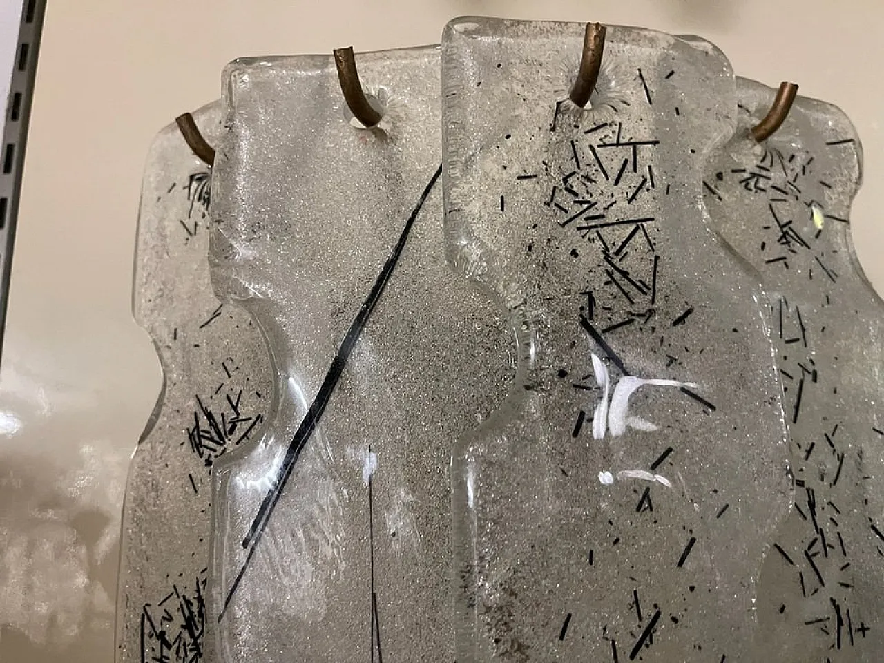 Coppia di applique geometriche in vetro di Murano, anni '70 4