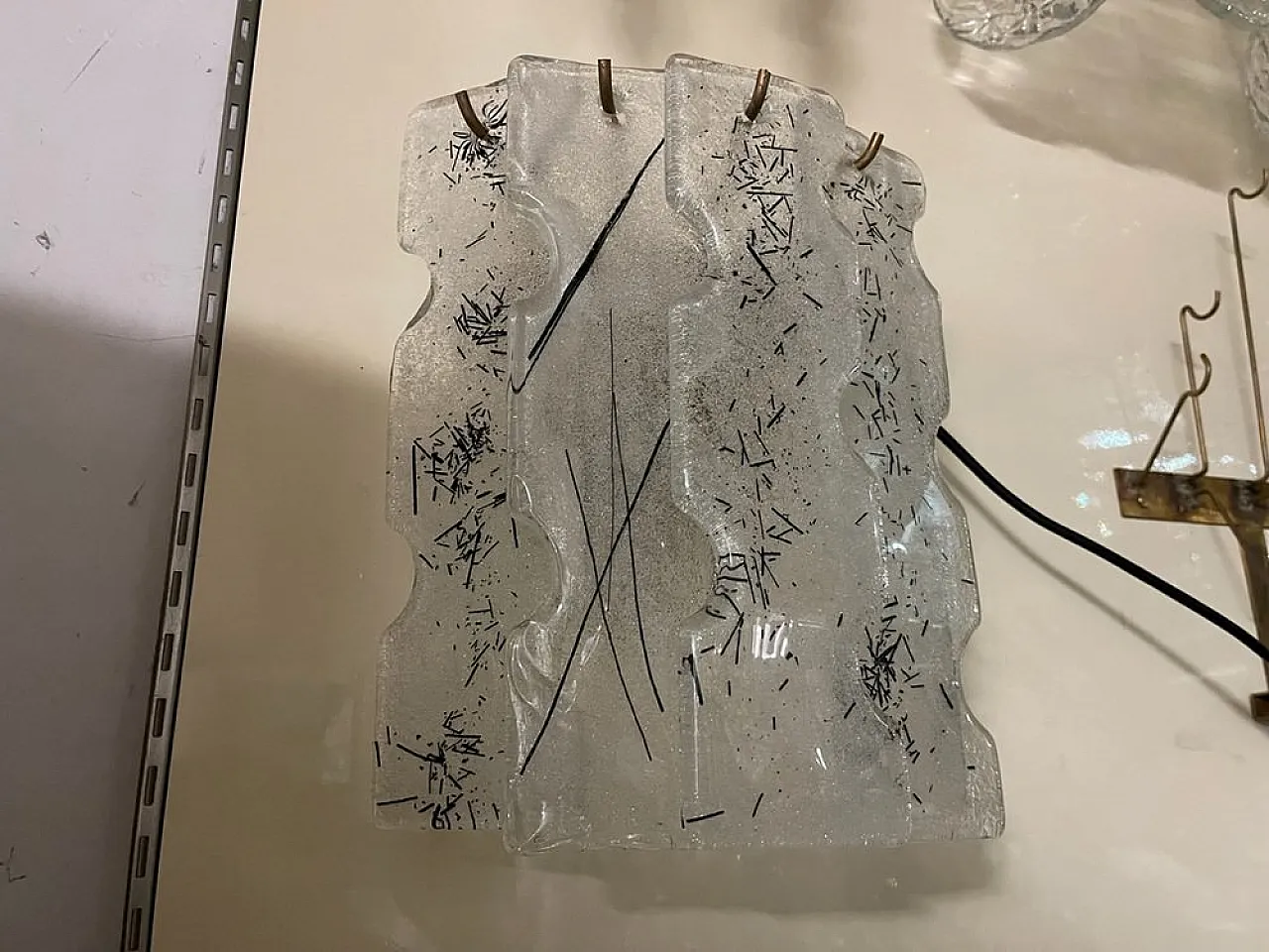 Coppia di applique geometriche in vetro di Murano, anni '70 9