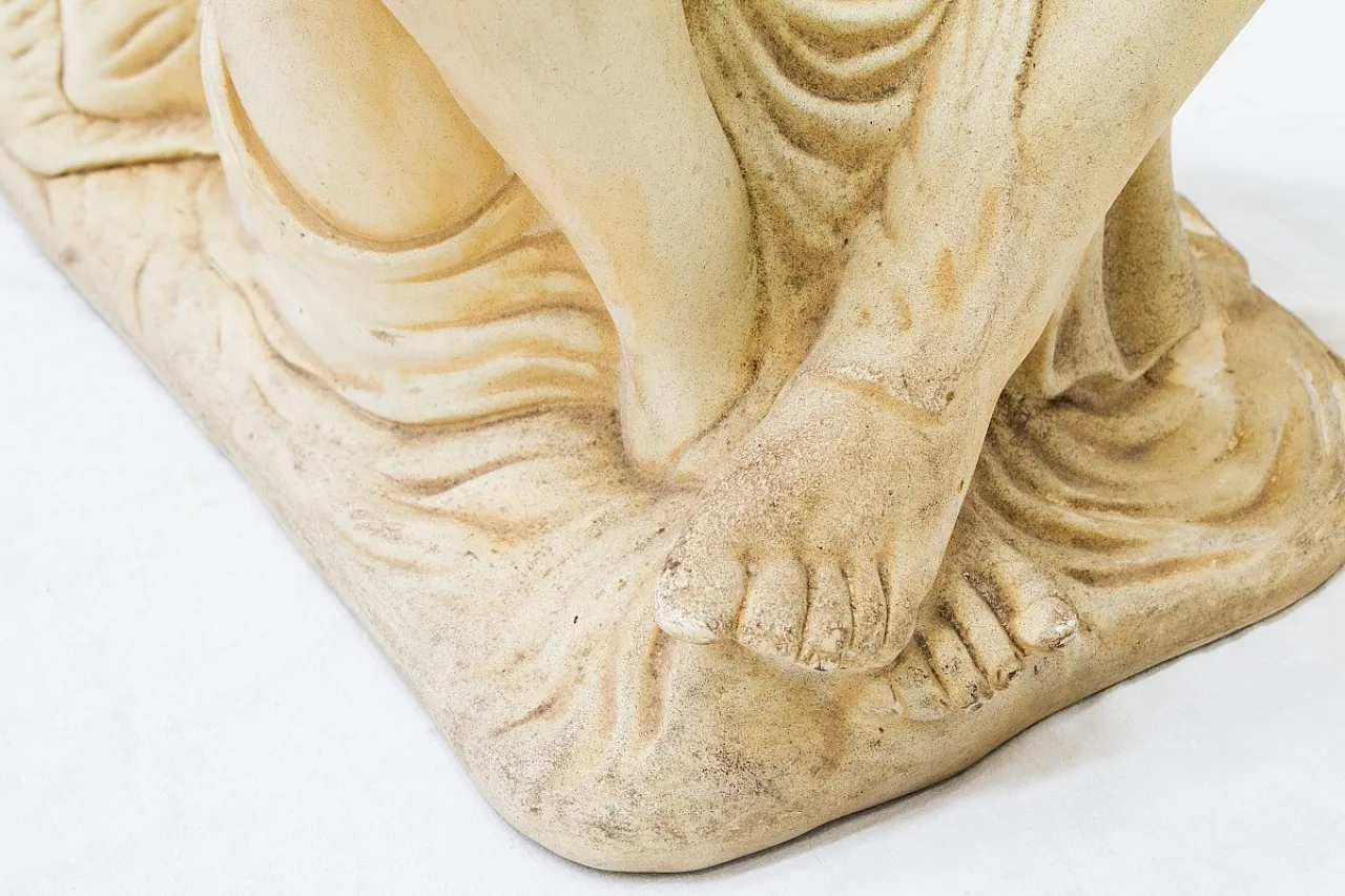 Tavolino in vetro con base in finta pietra, '900 6