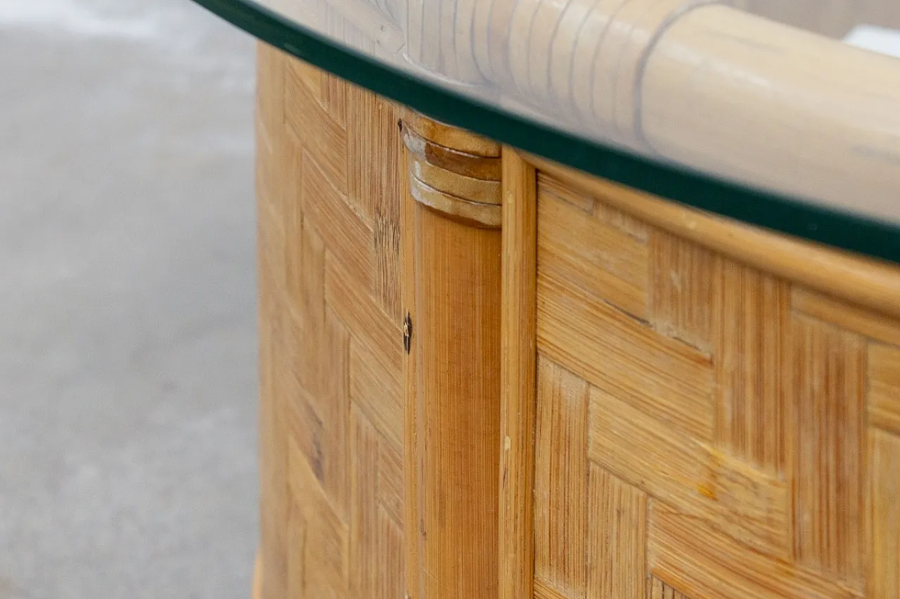 Tavolino contenitore rotondo in bambù e vimini, '900 5