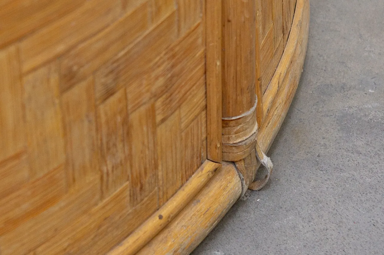 Tavolino contenitore rotondo in bambù e vimini, '900 6