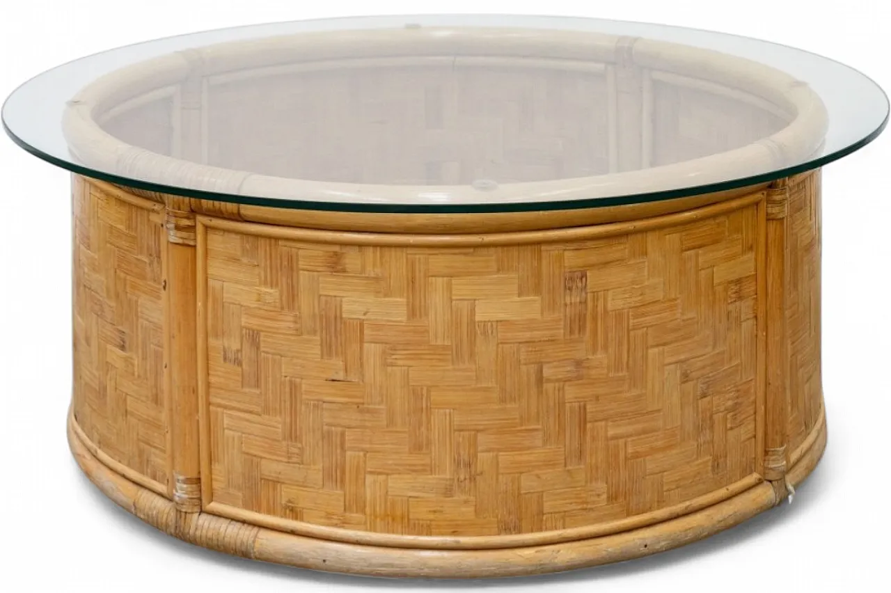 Tavolino contenitore rotondo in bambù e vimini, '900 8