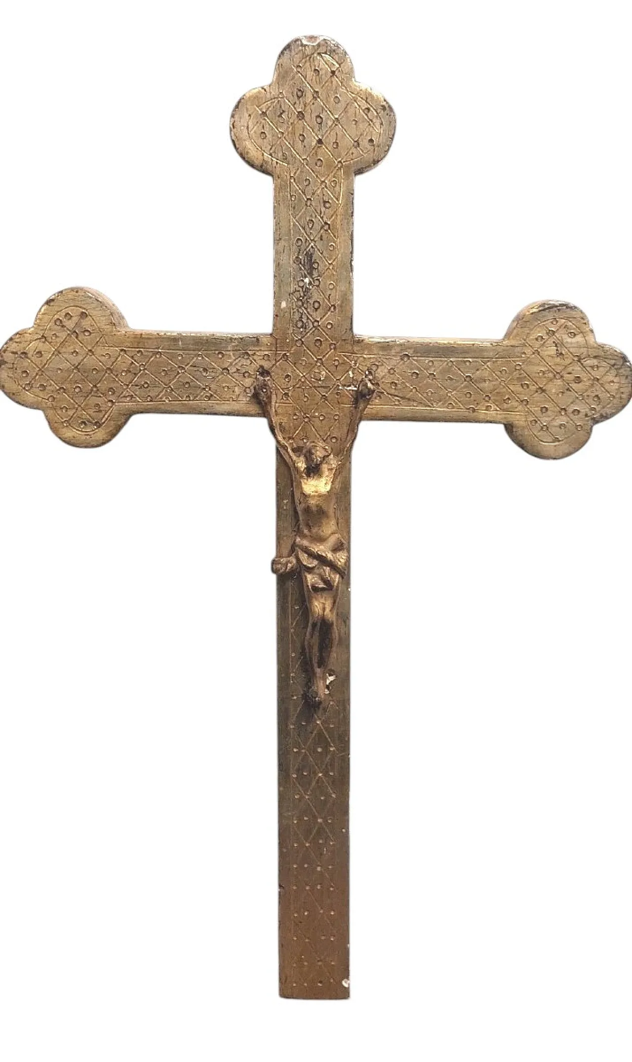 Cross with Christ carved in gilded wood, 18th century 1