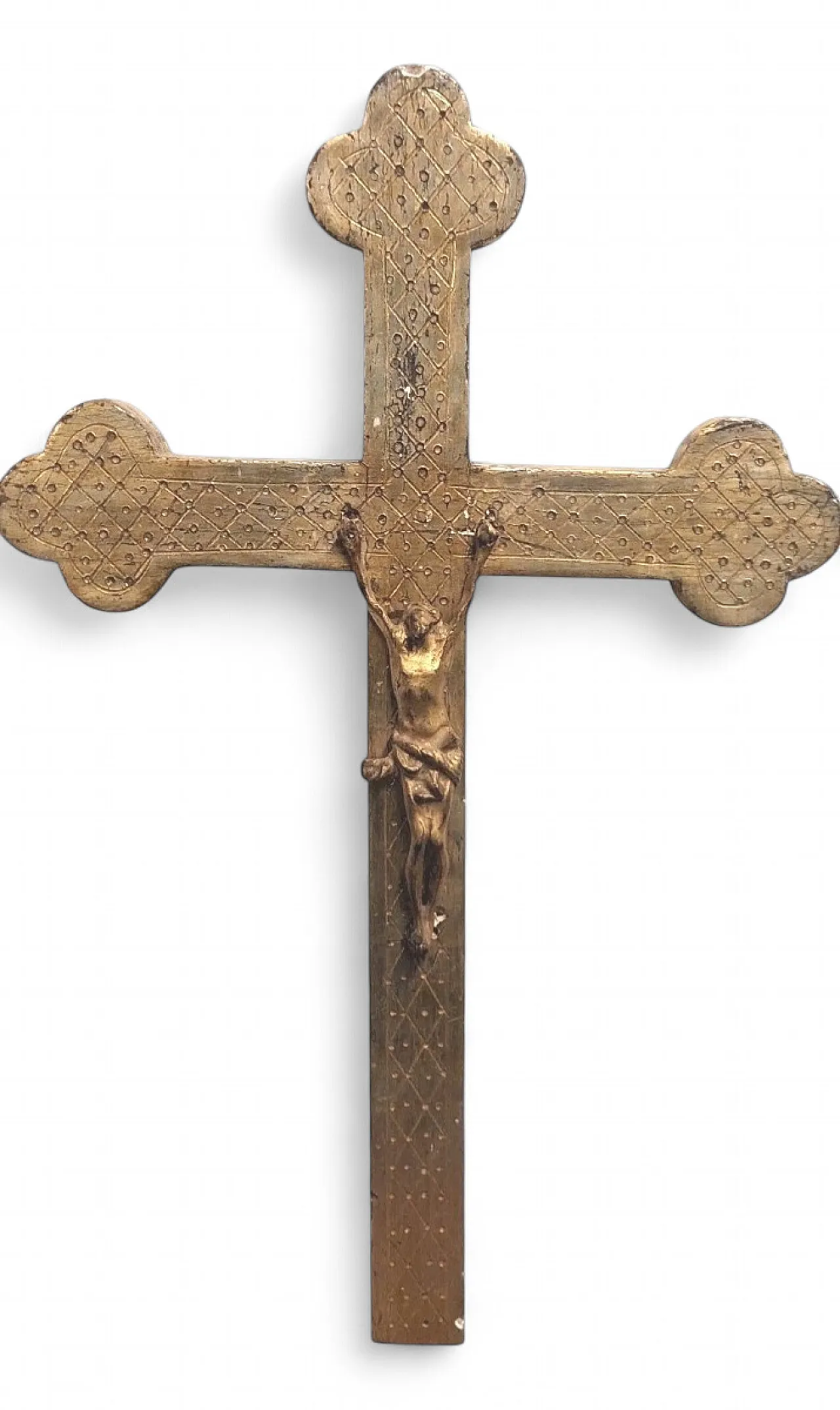 Cross with Christ carved in gilded wood, 18th century 7
