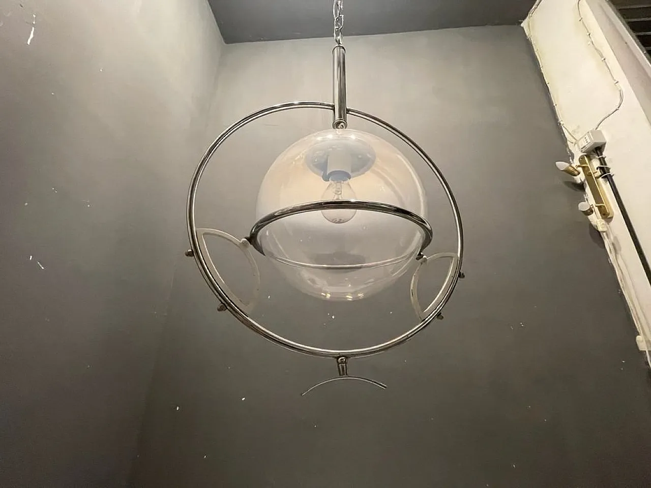 Lampada a sospensione Space Age in vetro di Murano di Fontana Arte, anni '60 2