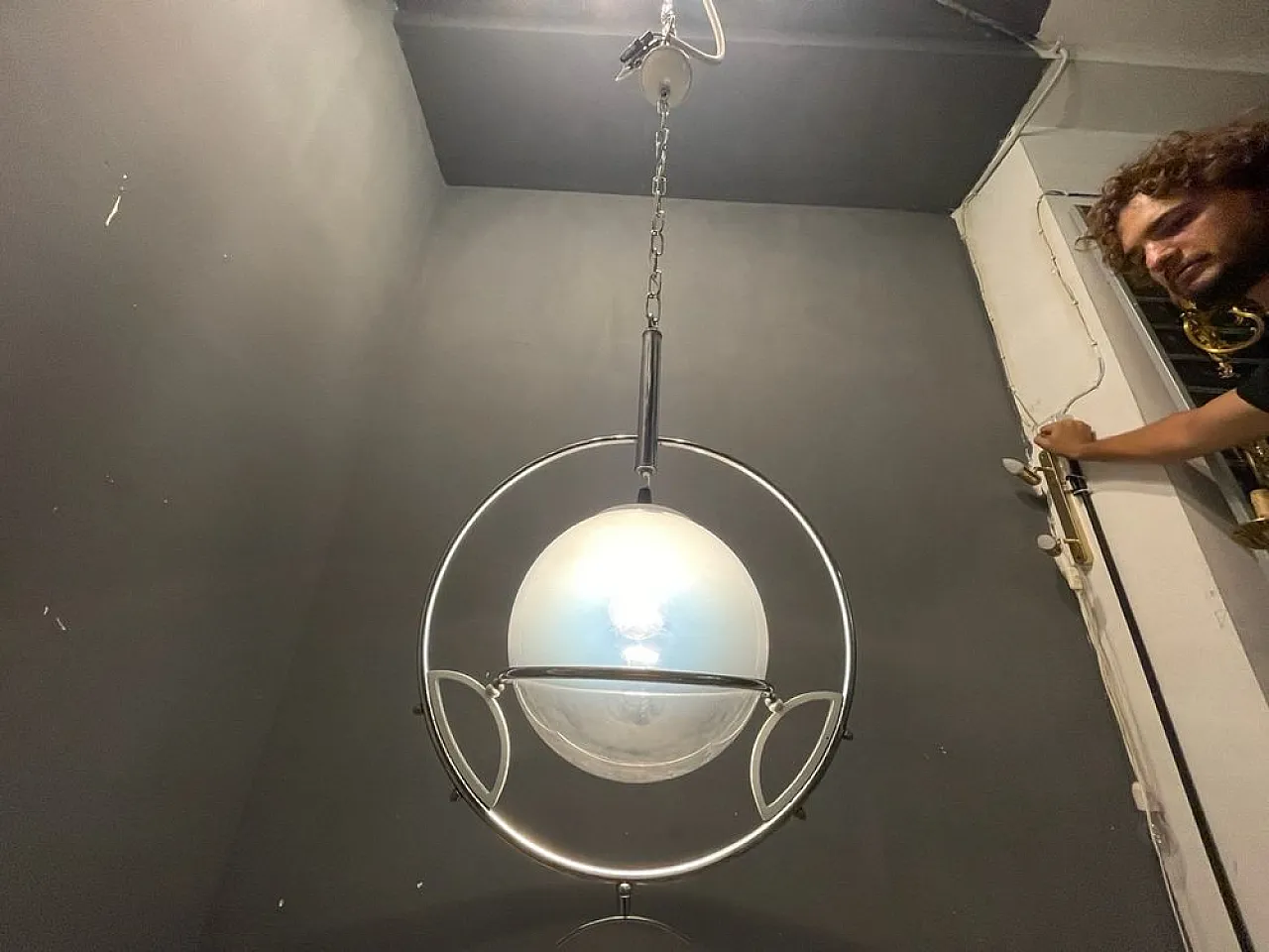 Lampada a sospensione Space Age in vetro di Murano di Fontana Arte, anni '60 4