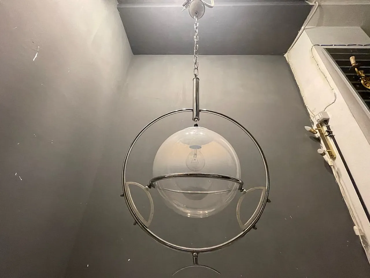 Lampada a sospensione Space Age in vetro di Murano di Fontana Arte, anni '60 5