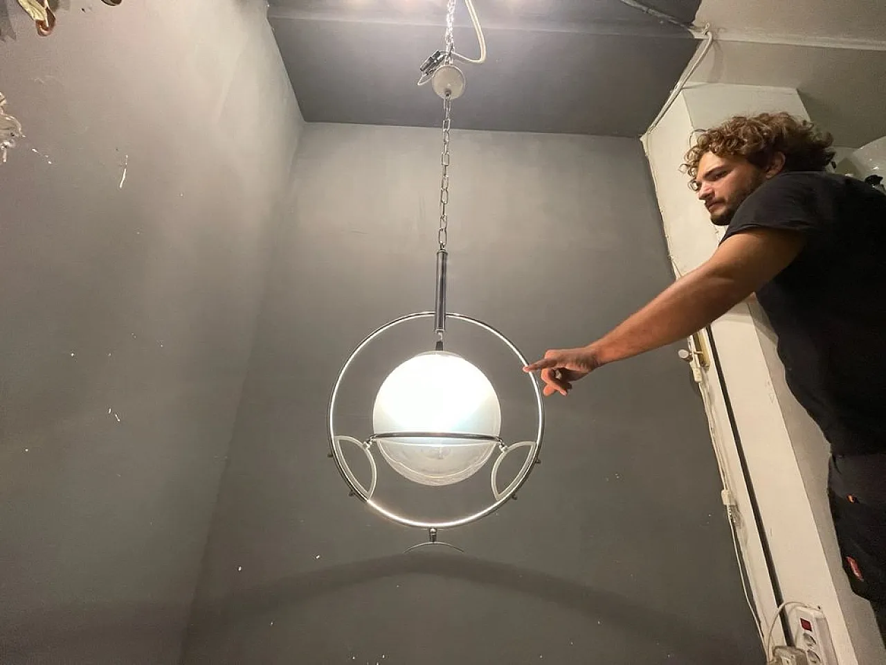 Lampada a sospensione Space Age in vetro di Murano di Fontana Arte, anni '60 6