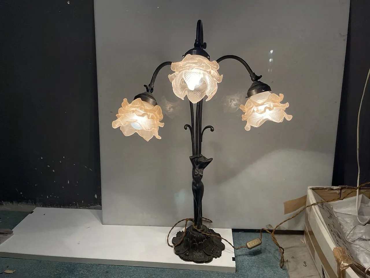 Large table lamp in Murano bronze, 1950s 2