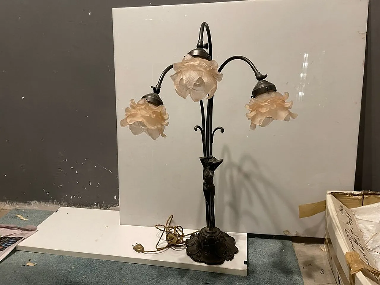 Large table lamp in Murano bronze, 1950s 4