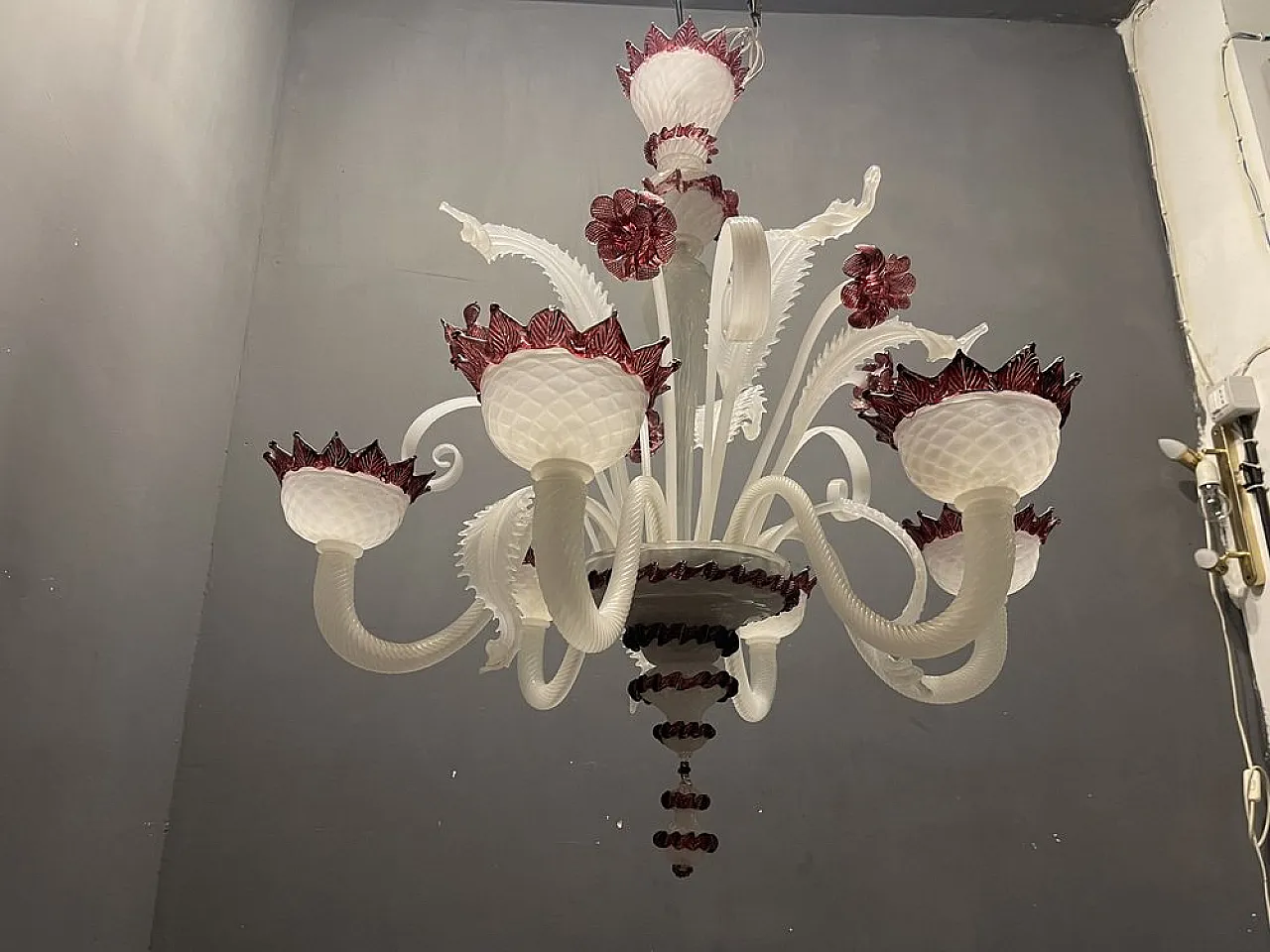 Lampadario grande in vetro veneziano, anni '70 13