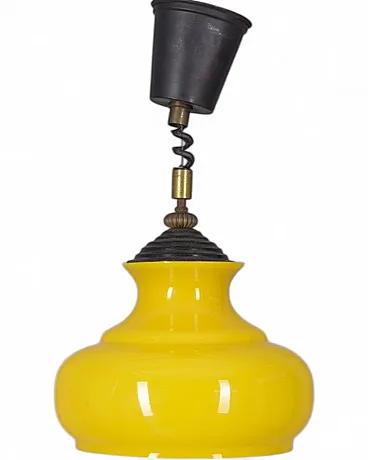 Yellow glass chandelier, 1970s