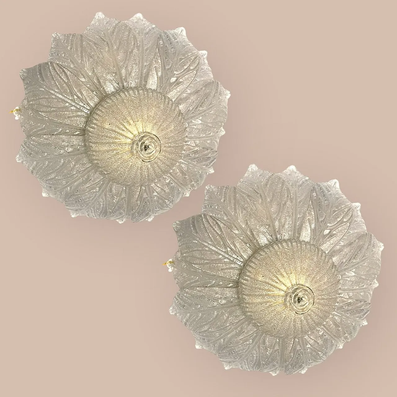 Pair of Murano glass recessed lamp, Venice, 1960s 15