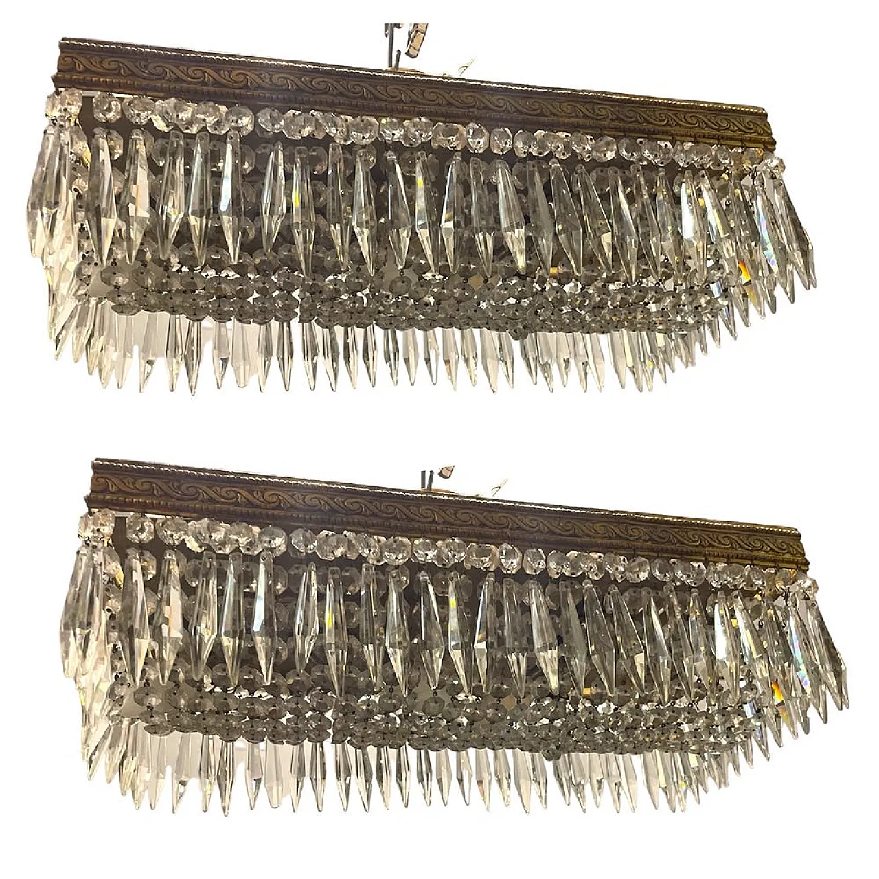 Coppia di Lampade da incasso in cristallo, anni '50 1