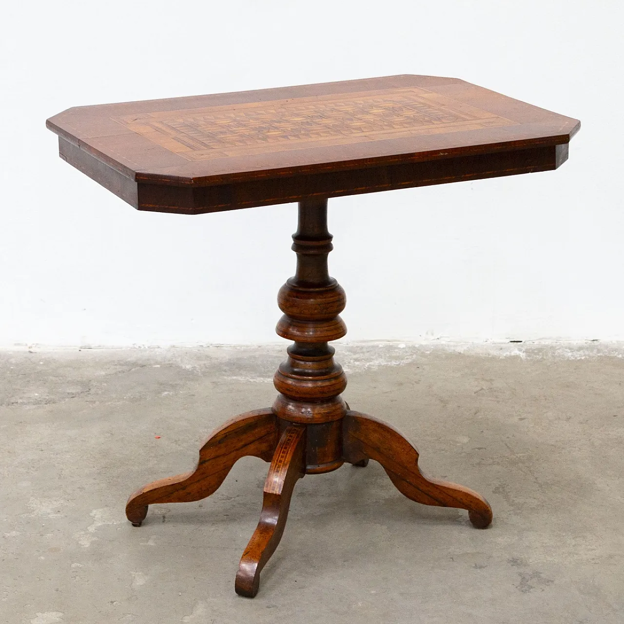 Tavolino Rolo in legno intarsiato, metà '800 6