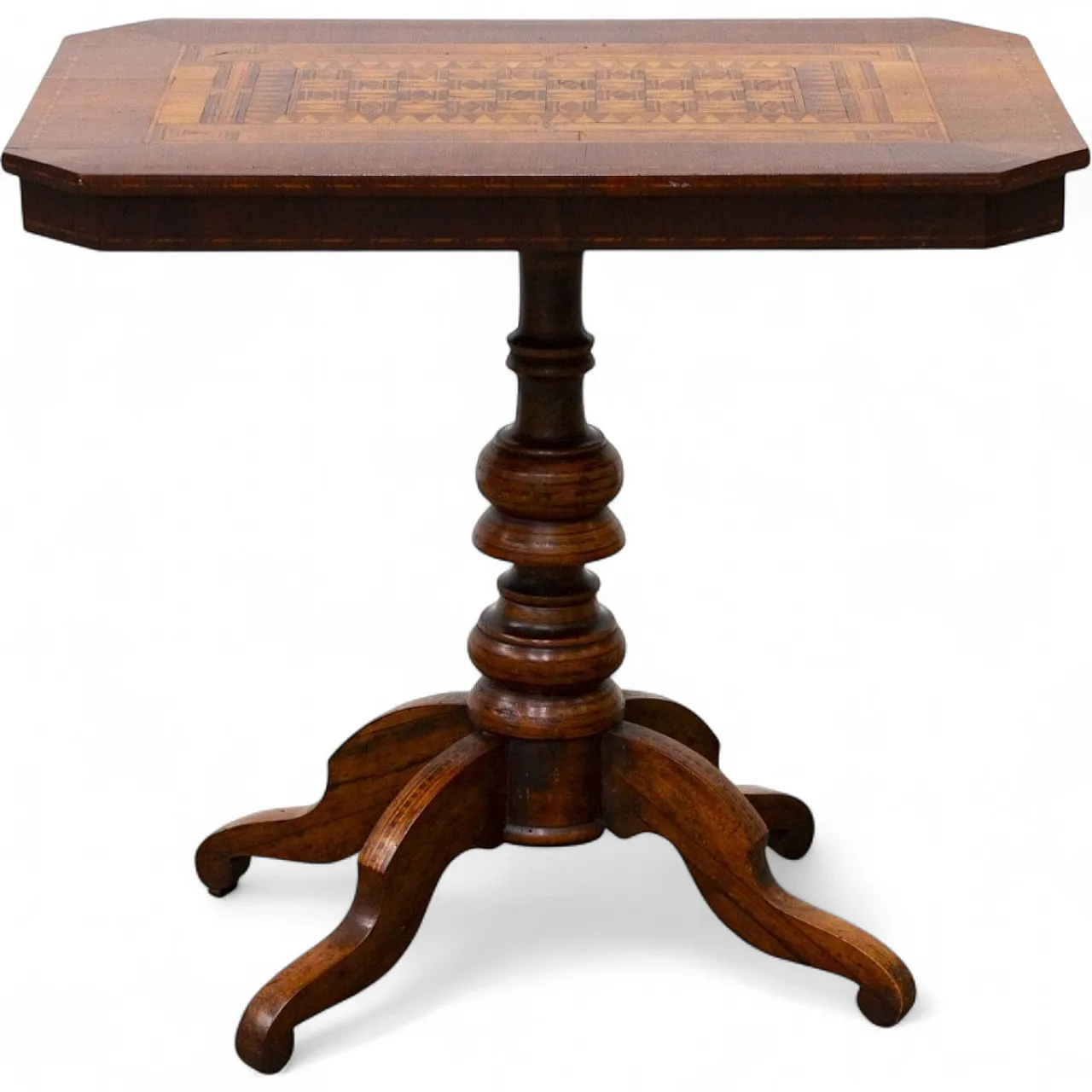 Tavolino Rolo in legno intarsiato, metà '800 8