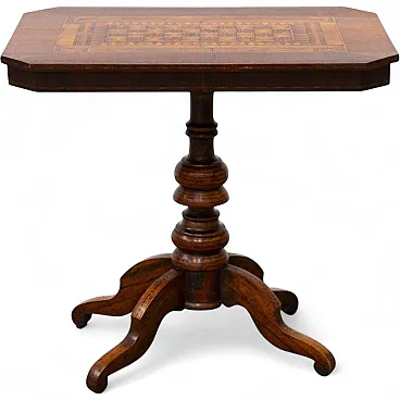 Tavolino Rolo in legno intarsiato, metà '800