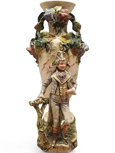 Vaso in porcellana con figura napoleonica, fine '800