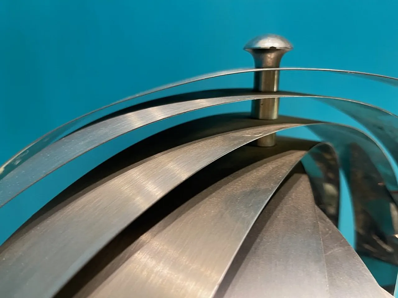 Moon steel floor lamp by Henri Mathieu, 1970s 7